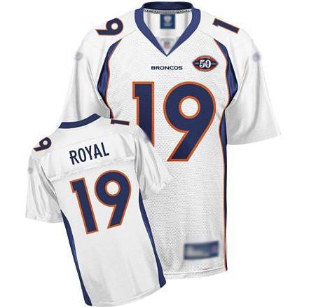 Broncos #19 Eddie Royal White Team 50th Anniversary Patch Stitched NFL Jerseys