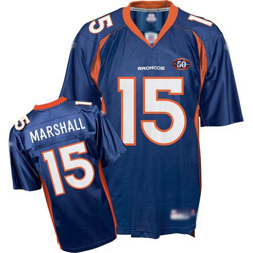 Broncos #15 Brandon Marshall Blue Team 50th Anniversary Patch Stitched NFL Jerseys