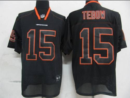 Broncos #15 Tim Tebow Lights Out Black Stitched NFL Jersey