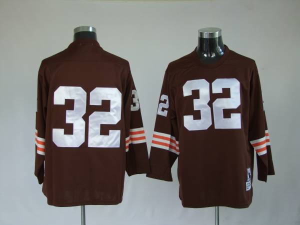 Mitchell & Ness Browns #32 Jim Brown Brown Stitched Throwback NFL Jersey