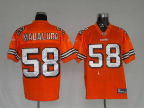 Browns #58 Rey Maualuga Orange Stitched NFL Jersey