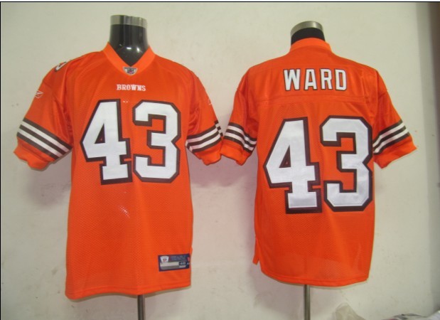 Browns #43 T.J. Ward Orange Stitched NFL Jersey