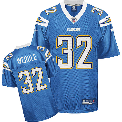 Chargers #32 Eric Weddle Light Blue Stitched NFL Jersey