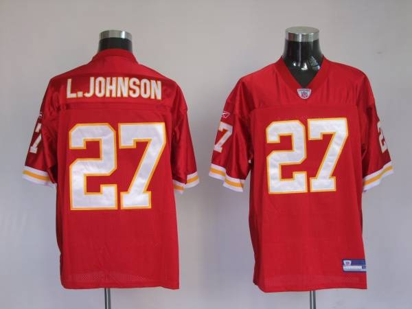 Chiefs #27 Larry Johnson Red Stitched NFL Jersey