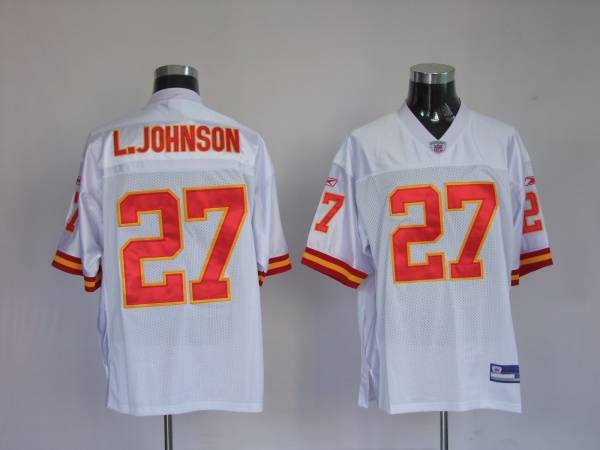 Chiefs #27 Larry Johnson White Stitched NFL Jersey
