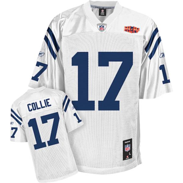 Colts #17 Austin Collie White With Super Bowl Patch Stitched NFL Jersey