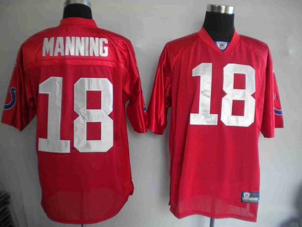 Colts #18 Peyton Manning Red Practice Stitched NFL Jersey