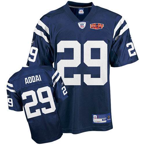 Colts #29 Joseph Addai Blue With Super Bowl Patch Stitched NFL Jersey