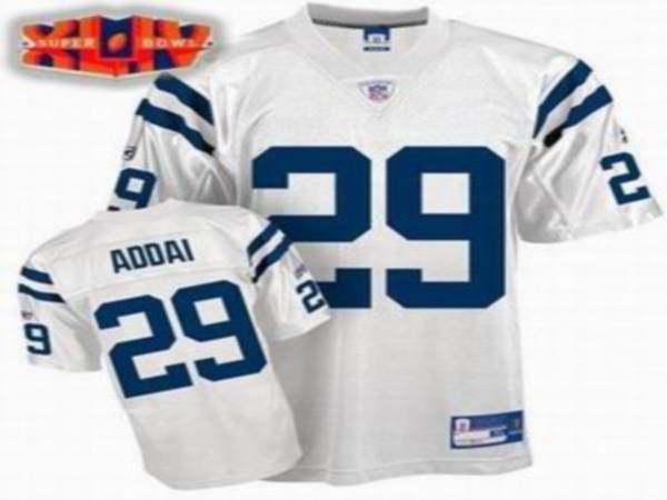 Colts #29 Joseph Addai White With Super Bowl Patch Stitched NFL Jersey
