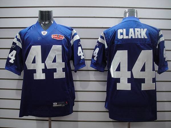 Colts #44 Dallas Clark Blue With Super Bowl Patch Stitched NFL Jersey