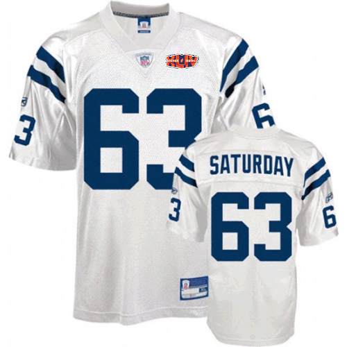 Colts #63 Jeff Saturday White With Super Bowl Patch Stitched NFL Jersey