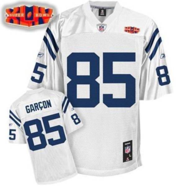Colts #85 Pierre Garcon White With Super Bowl Patch Stitched NFL Jersey
