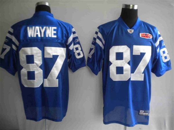 Colts #87 Reggie Wayne Blue With Super Bowl Patch Stitched NFL Jersey