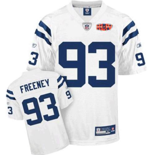 Colts #93 Dwight Freeney White With Super Bowl Patch Stitched NFL Jersey