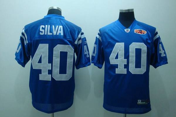 Colts #40 Jamie Silva Blue With Super Bowl Patch Stitched NFL Jersey