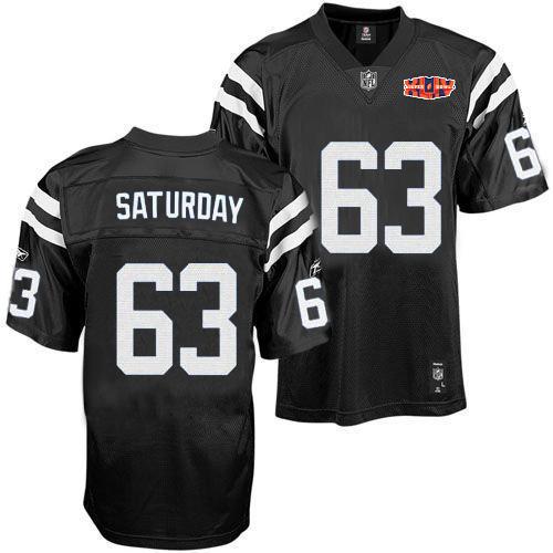 Colts #63 Jeff Saturday Black Shadow With Super Bowl Patch Stitched NFL Jersey
