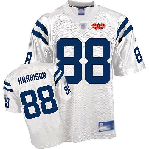Colts #88 Marvin Harrison White With Super Bowl Patch Stitched NFL Jerseys