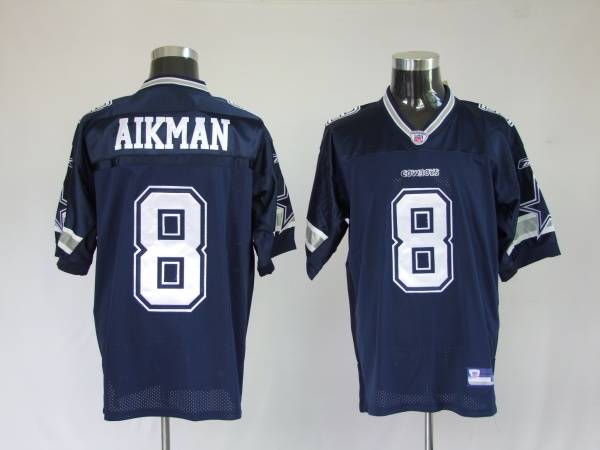Cowboys #8 Troy Aikman Blue Stitched NFL Jersey