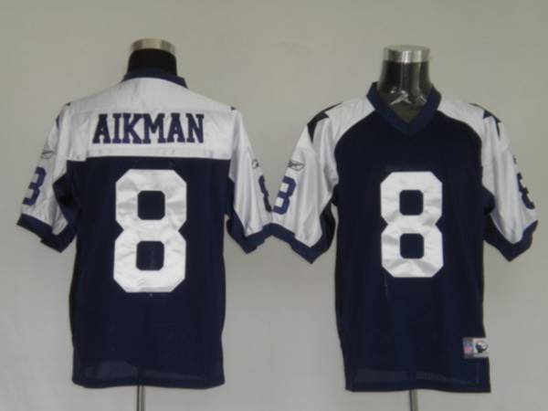 Cowboys #8 Troy Aikman Blue Thanksgiving Stitched Throwback NFL Jersey