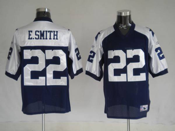 Cowboys #22 Emmitt Smith Blue Thanksgiving Stitched Throwback NFL Jersey