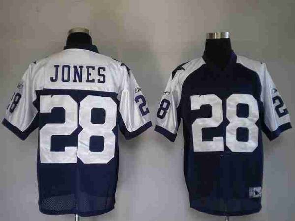 Cowboys #28 Felix Jones Blue Thanksgiving Stitched Throwback NFL Jersey