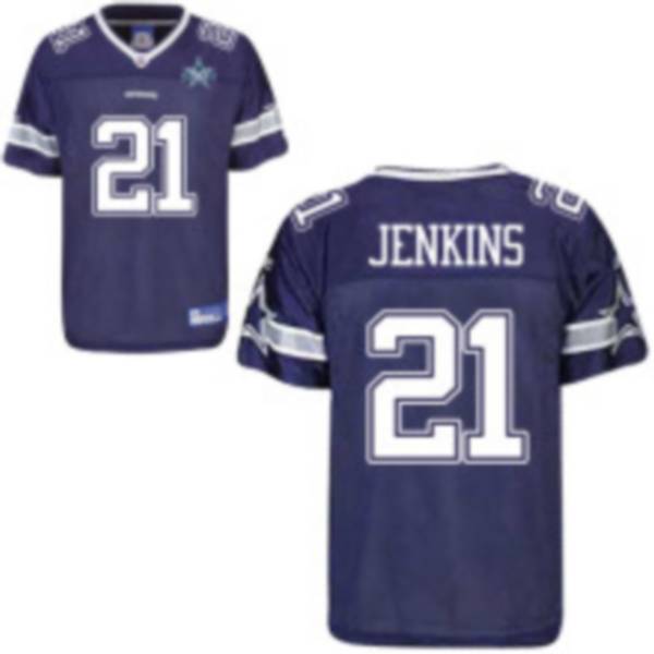 Cowboys #21 Mike Jenkins Blue Team 50TH Anniversary Patch Stitched NFL Jersey