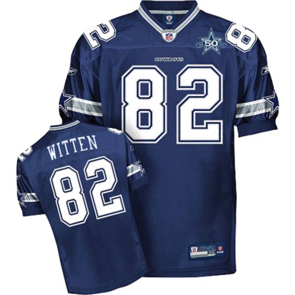 Cowboys #82 Jason Witten Blue Team 50TH Anniversary Patch Stitched NFL Jersey