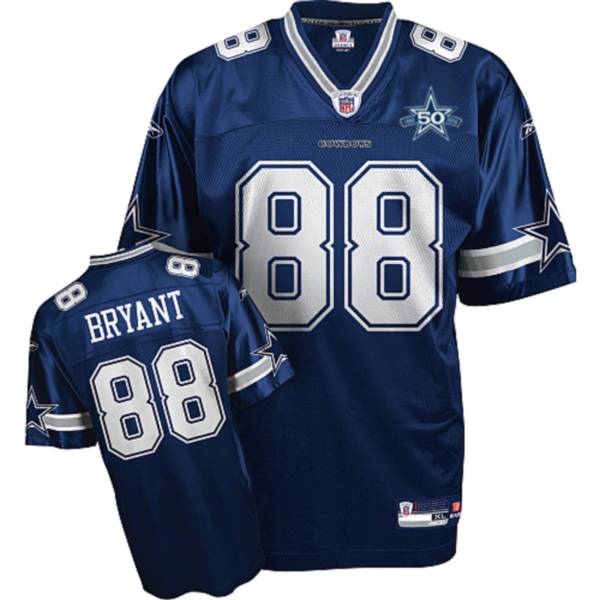 Cowboys #88 Dez Bryant Blue Team 50TH Anniversary Patch Stitched NFL Jersey