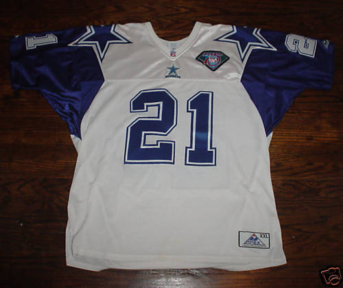 Mitchell & Ness Cowboys #21 Deion Sanders White With 75TH Stitched NFL Jersey