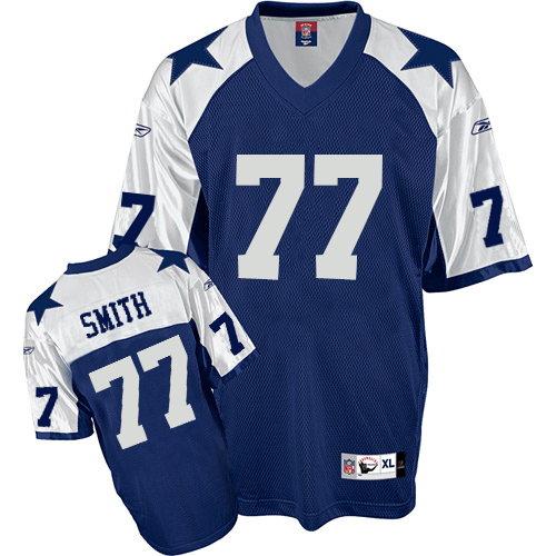 Cowboys #77 Tyron Smith Blue Thanksgiving Stitched Throwback NFL Jersey