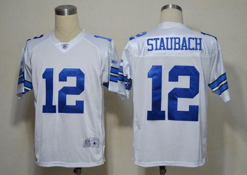 Cowboys #12 Roger Staubach White Legend Throwback Stitched NFL Jersey