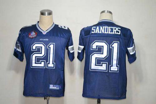 Cowboys #21 Deion Sanders Blue Team Color Stitched NFL Jersey