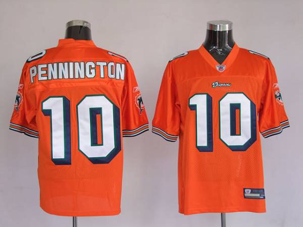 Dolphins Chad Pennington #10 Orange Stitched NFL Jersey