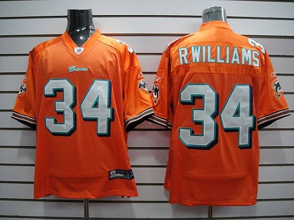 Dolphins #34 Ricky Williams Orange Stitched NFL Jersey