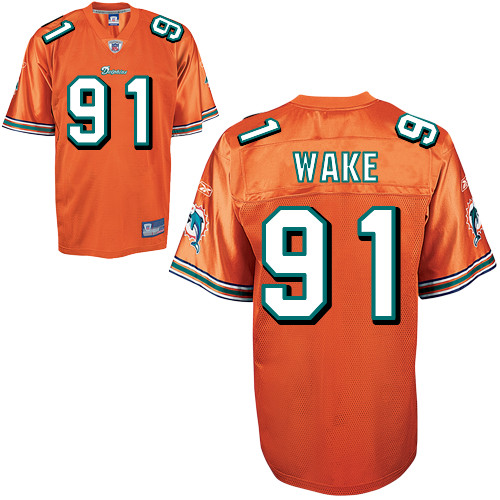 Dolphins #91 Cameron Wake Orange Stitched NFL Jerseys