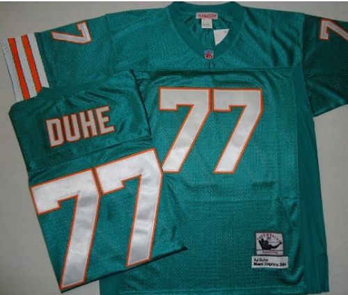 Mitchell And Ness Dolphins #77 AJ Duhe Green Stitched NFL Jerseys