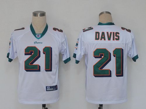 Dolphins #21 Vontae Davis White Stitched NFL Jerseys