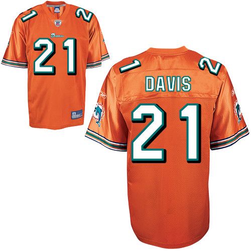 Dolphins #21 Vontae Davis Orange Stitched NFL Jerseys