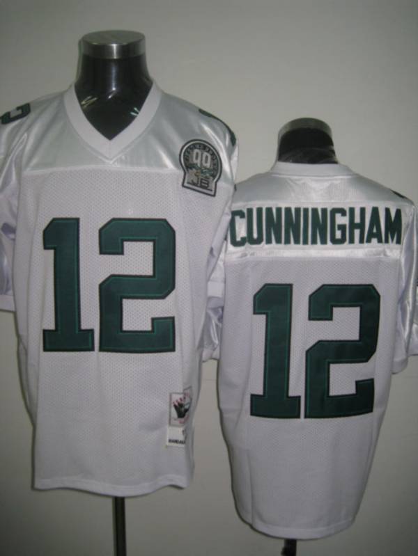 Mitchell&Ness Eagles #12 Randall Cunningham White Stitched Throwback NFL Jersey