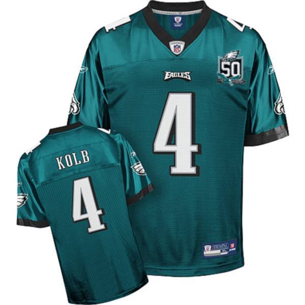 Eagles Kevin Kolb #4 Green Team 50TH Anniversary Patch Stitched NFL Jersey