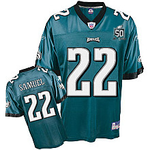 Eagles Asante Samuel #22 Green Stitched Team 50TH Anniversary Patch NFL Jersey