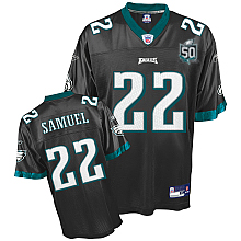 Eagles Asante Samuel #22 Black Stitched Team 50TH Anniversary Patch NFL Jersey