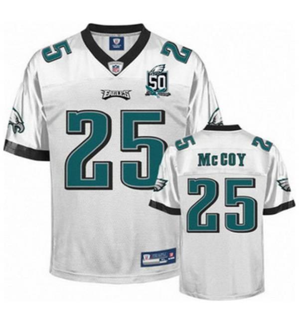 Eagles #25 LeSean McCoy White Team 50TH Patch Stitched NFL Jersey