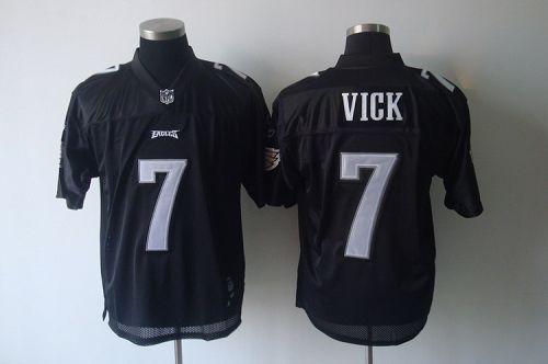 Eagles #7 Michael Vick Black Shadow Stitched NFL Jersey