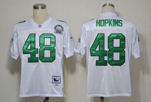Mitchell And Ness Eagles #48 Wes Hopkins White Stitched Throwback NFL Jersey