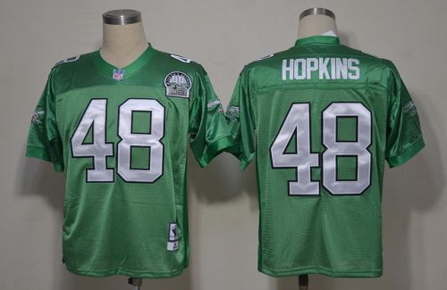 Mitchell And Ness Eagles #48 Wes Hopkins Green Stitched Throwback NFL Jersey