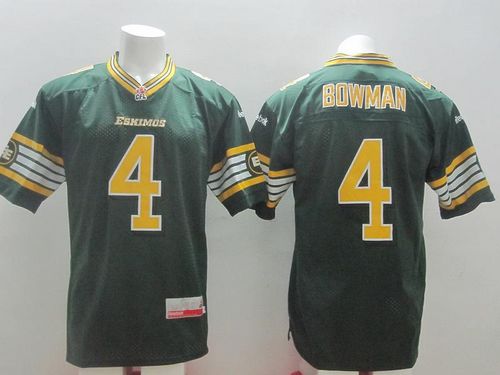 Eskimos #4 Adarius Bowman Green Stitched CFL Jersey