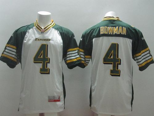 Eskimos #4 Adarius Bowman White Stitched CFL Jersey