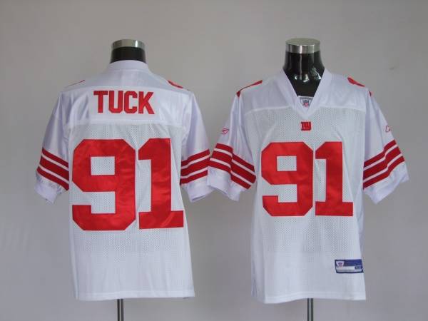 Giants #91 Justin Tuck Stitched White NFL Jersey