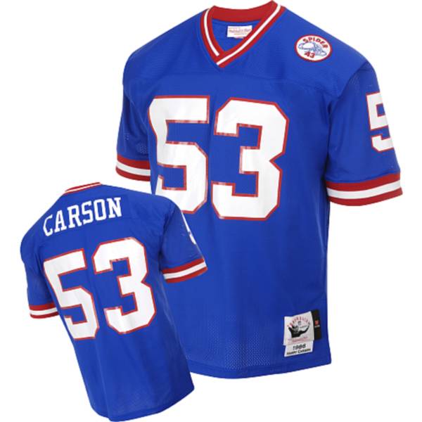 Mitchell and Ness Giants #53 Harry Carson Blue Stitched NFL Jersey
